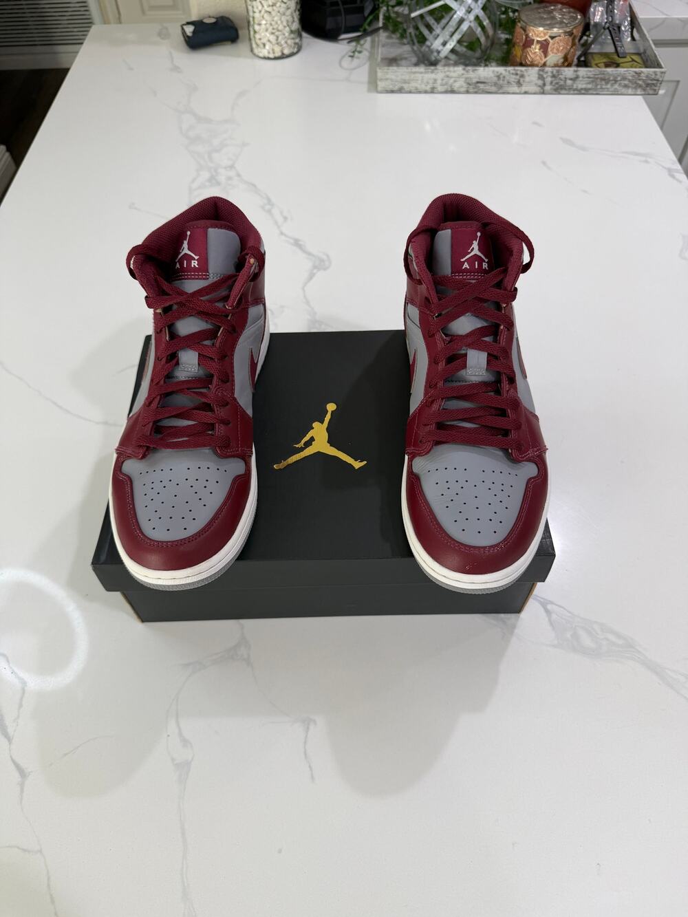 Nike Air Jordan 1 Mid 'Cherrywood Red' Cement Grey Men's Size 11.5 w/ Box